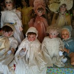 Cornucopia of French reproduction and vintage bisque dolls