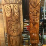 carved vintage wooden tikis