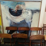 teak chairs & abstract art