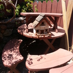 redwood bench set
