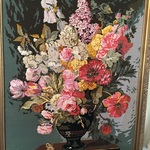 floral embroidery in frame