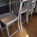 set of 3 brushed metal chairs