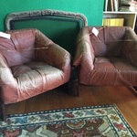 Mod overstuffed arm chairs