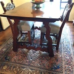Antique Spanish boar skin chairs & French table