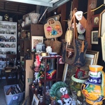 packed garage with costume jewelry & housewares