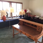 desk and lamps