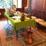 beautiful rug and dishware