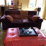 coral leather ottoman