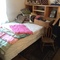 bed with handmade pillows