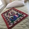 queen bed and Haitian art