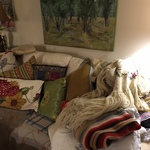 new sofa with textiles
