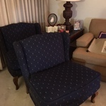 pair blue chairs
