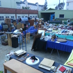 partial view of outside, still with boxes to unpack