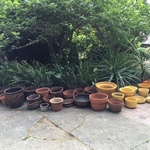 terracota and Bauer pots