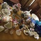floral ceramics & blue glass