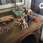 desk with basket
