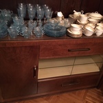 English cabinet and blue glass